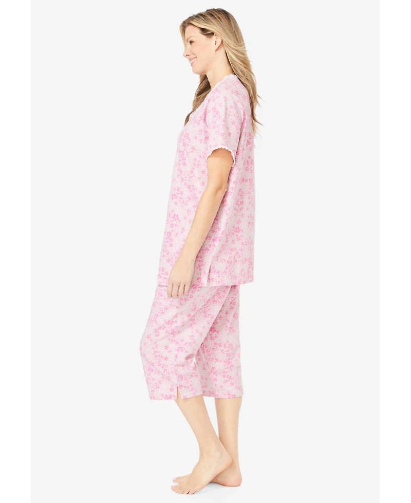 Only Neccessities Plus 2-Piece Pintuck Tee And Capri Sleep Set