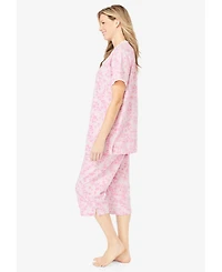 Only Neccessities Plus 2-Piece Pintuck Tee And Capri Sleep Set