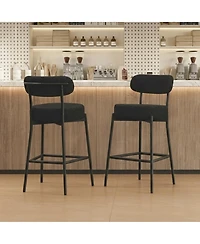 Dyhome 30" Bar Stools Set of 2, Counter Height Chairs with Backrest and Footrest