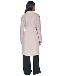 Dkny Women's Double Faced Fringe Wrap Coat