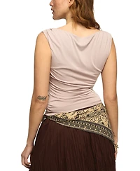 Lucky Brand Women's Sandwash Shirred Boat Neck Top