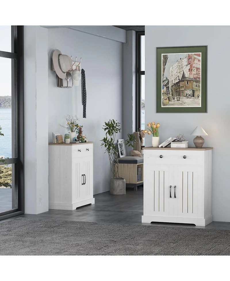 homfan Buffet Cabinet with Storage Farmhouse Kitchen Cabinet with Drawer and Adjustable Shelf for Living Room, Entryway