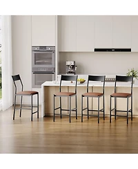 gaomon Modern Counter Height Bar Stools Set of 4, Pu Leather Kitchen Stools with Backrest and Footrest, 24 Inch & 26 Inch