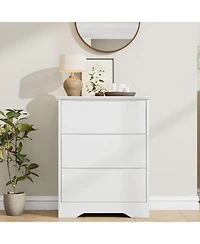 gaomon Wooden Dresser with 3 Drawers, Tall Modern Closet with Deep Storage, Large Chest of Drawers with Wide Top, Long Storage Dresser for Bedroom