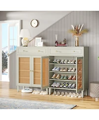 Slickblue Modern Wooden Shoe Cabinet with Drawer and Adjustable Shelves