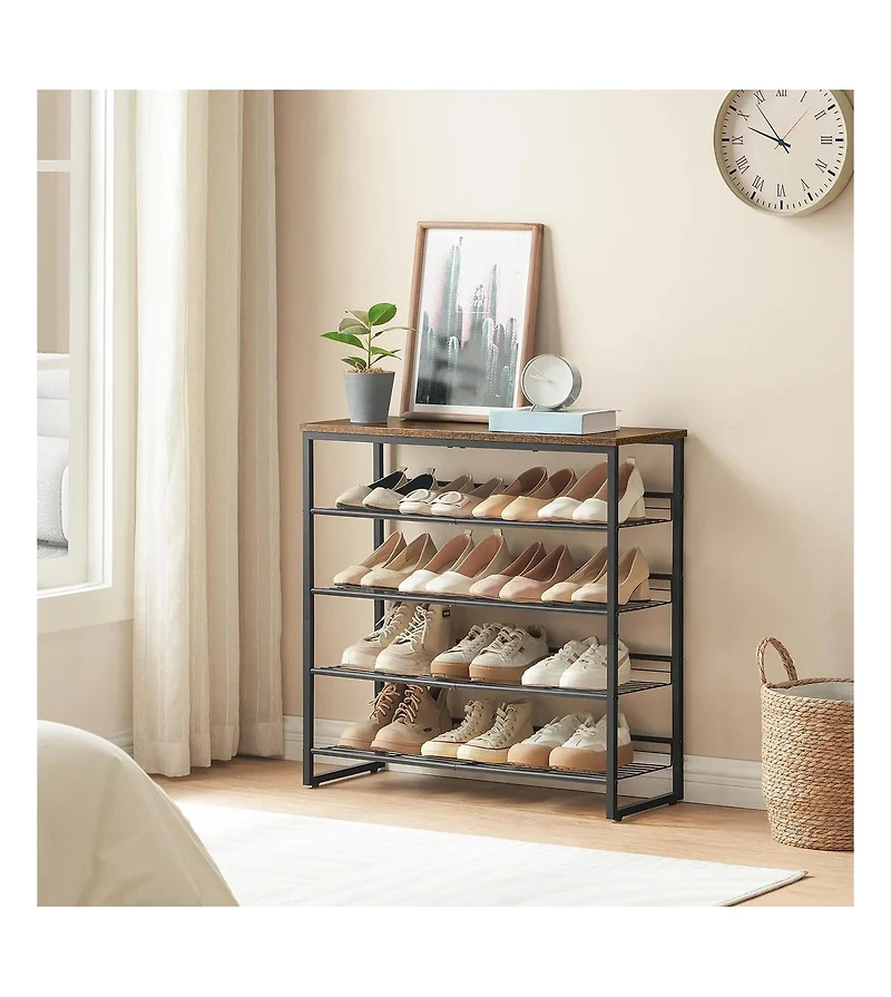 Slickblue Entryway 5-Tier Adjustable Shoe Rack Holds 16-20 Pairs