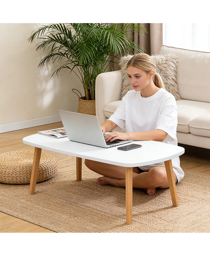 gaomon Wooden Folding Coffee Table with Folding Legs No Assembly, Small Spaces Tatami Foldable Table, Large Size Floor Desk