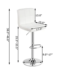 Costway Adjustable Armless Bar Stool Swivel Kitchen Counter Bar Chair Pu Leather Mid Back