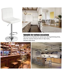Costway Adjustable Armless Bar Stool Swivel Kitchen Counter Bar Chair Pu Leather Mid Back
