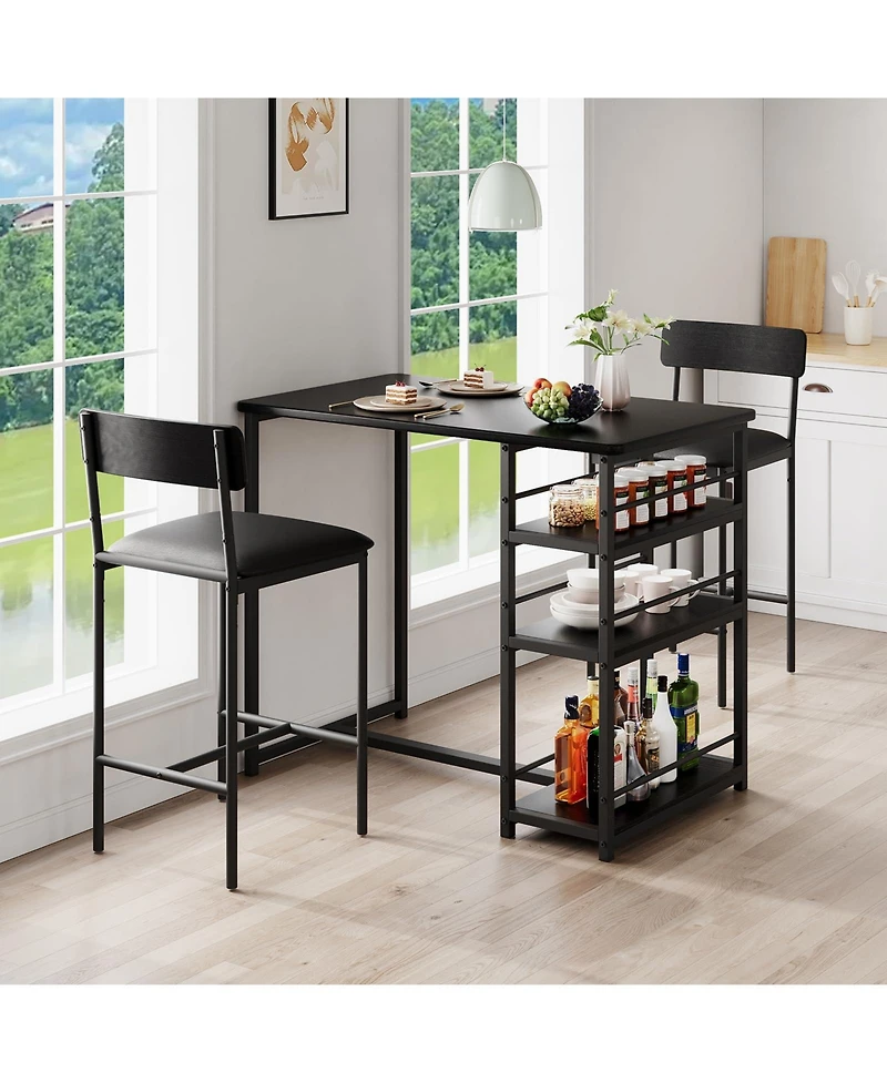 homfan Set of 4 Modern 25.5" Bar Stools – Leather Counter Height Seats with Backrest and Footrest, Sturdy Metal Legs