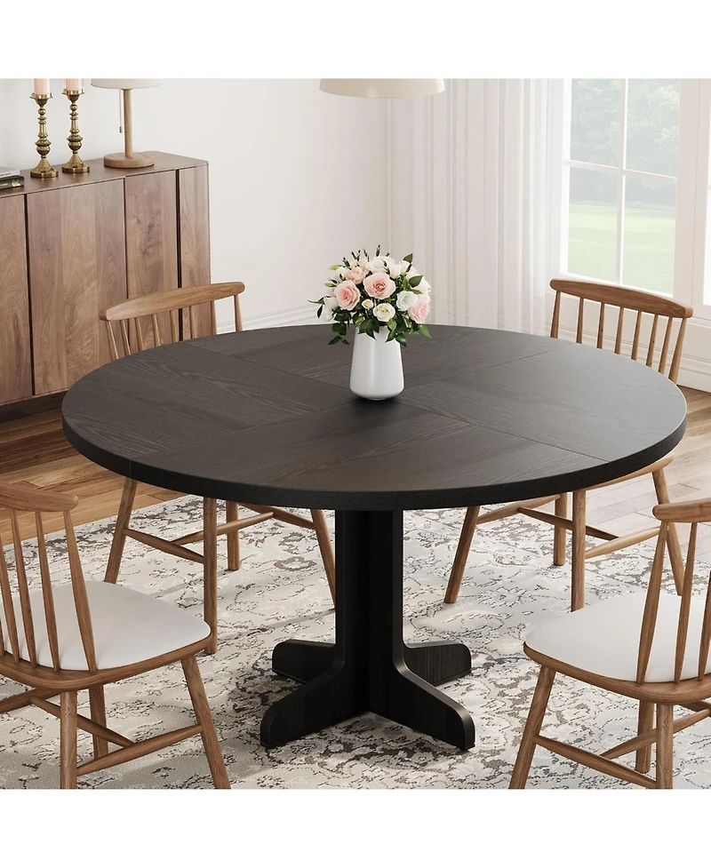 gaomon 47" Round Dining Table, Wood Kitchen Table for 4-6, Farmhouse Style, Table Only