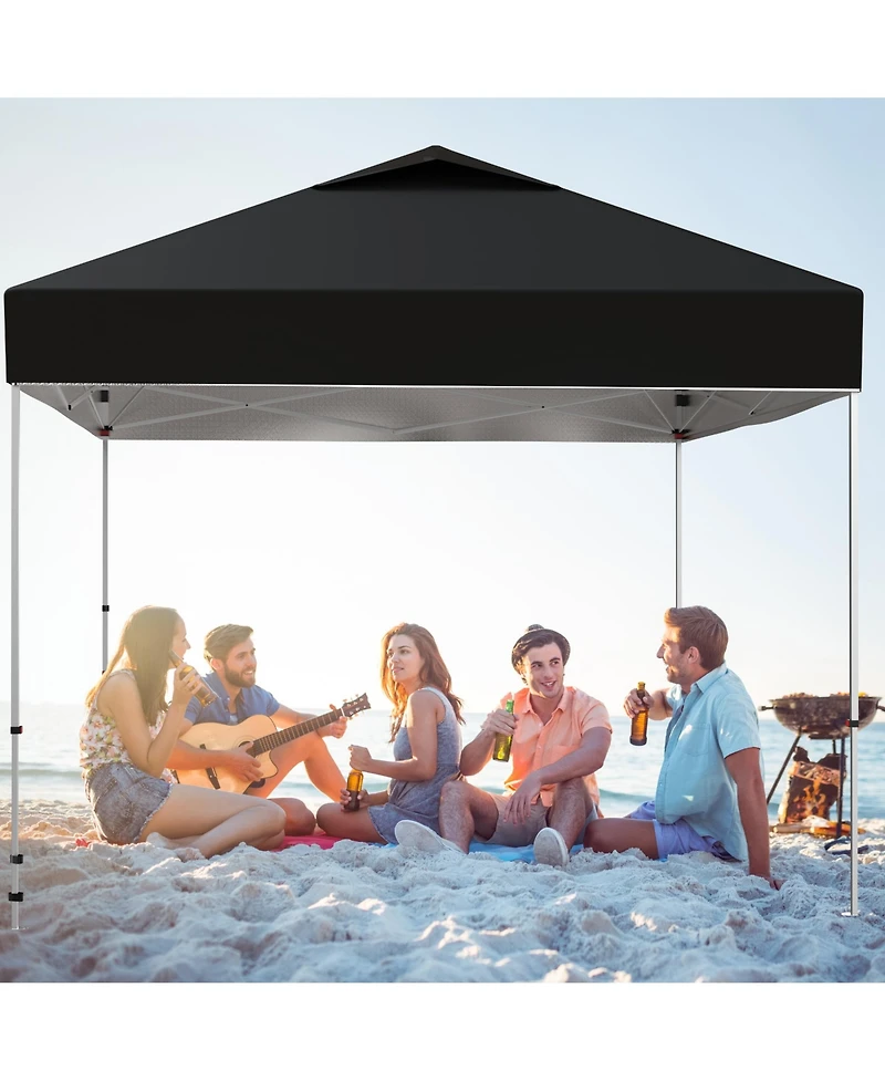 gaomon 10x10FT Pop Up Canopy Tent, Removable Sidewall, Adjustable Height, Vented Roof, Waterproof Silver Coating, Quick Setup with Wheeled Carry Bag