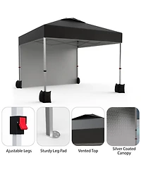 gaomon 10x10FT Pop Up Canopy Tent, Removable Sidewall, Adjustable Height, Vented Roof, Waterproof Silver Coating, Quick Setup with Wheeled Carry Bag