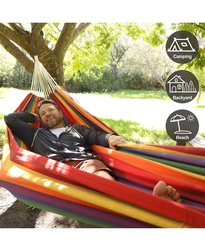 Aofar Brazilian Double Hammock With Tree Straps Soft Fabric set