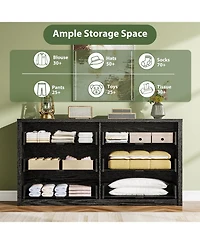 gaomon 6 Drawer Dresser for Bedroom, Wide Wood Chest of Drawers Handle Free, Large Modern Dresser Storage Cabinet for Living Room