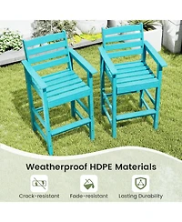 Gymax Patio Adirondack Bar Chairs Set of 4 with Wide Armrests and Footrest Backrest