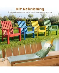 Gymax Adirondack Chair Acacia Wood Outdoor Patio Chair with Slatted Backrest and Seat