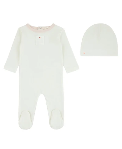 NoggiWear Baby Girls ( 1M to 9M ) Teddy Patch Footie And Beanie Set