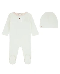 NoggiWear Baby Girls ( 1M to 9M ) Teddy Patch Footie And Beanie Set