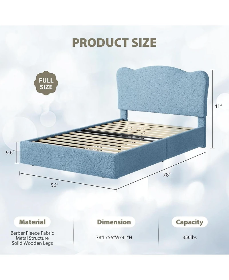 gaomon Upholstered Full Size Bed Frame for Kids with 2 Drawers, Velvet Twin Bed for Girls, Boys, Sturdy Platform Bed, No Box Spring Needed, Noise Free