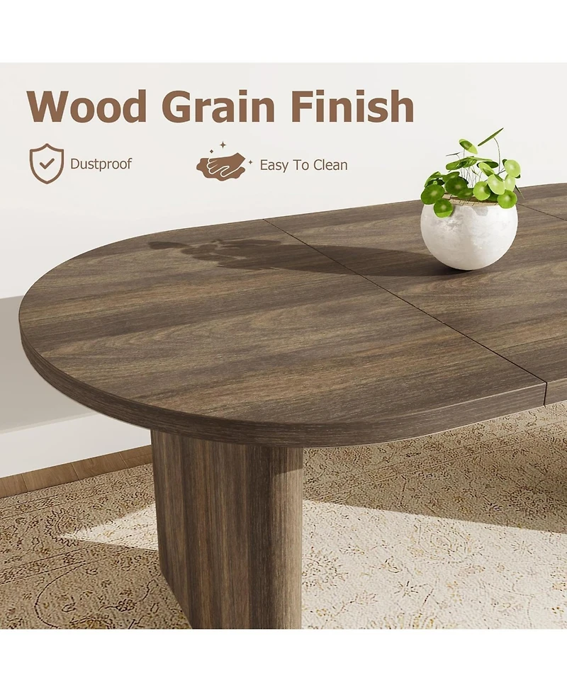 gaomon Oval Dining Table for 4-8, Double Pedestal Wood Base, Modern Farmhouse