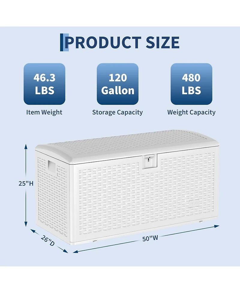 gaomon 73 Gallon Blow-Molded Lockable Deck Box, Waterproof Uv-Resistant Outdoor Storage – Patio Bench for Cushions, Garden Tools and Pool Accessories