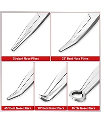 Xdovet Long Nose Pliers Set 5Pieces Multi-Angle Precision Tips