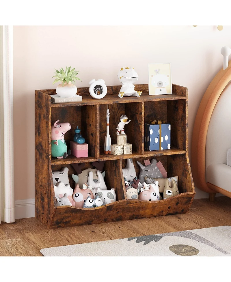 gaomon 2 Set of Kids Toy Storage Organizer, Children Bookshelf with Storage Cubbies, Toddler Toy Shelf for Playroom, Living Room