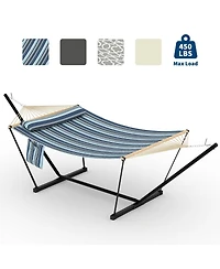 homfan 2 Person Hammock with Adjustable Steel Frame – Portable Outdoor Hammock Supports Up to 450 Lbs for Patio, Garden, Backyard or Beach Rest