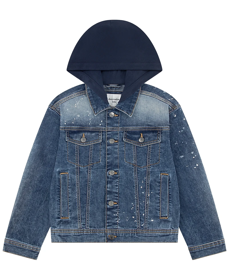 abercrombie kids Boys' 5-18 Long-Sleeve Hooded Denim Jacket