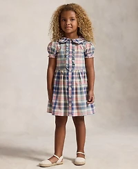 Polo Ralph Lauren Girls' 2T-6X Plaid Short-Sleeve Shirt Dress