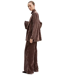 Emme Marella Women's Single-Breasted Lapel Collar Stretch Velvet Blazer
