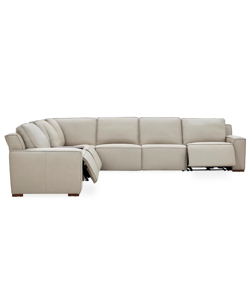 Aspen 3PM 7-Piece Leather Sectional Sofa Set (Laf Recliner, Raf 2 Armless Chair, Corner), Macy's Exclusive