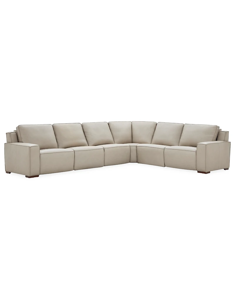Aspen 2 Pm 6-Piece Leather Sectional Sofa Set (Laf Recliner, Raf Armless Chair, Corner), Macy's Exclusive