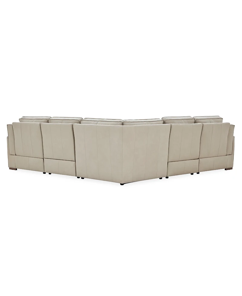 Aspen 3PM 5-Piece Leather Sectional Sofa Set (Laf Recliner, Raf 2 Armless Corner), Macy's Exclusive