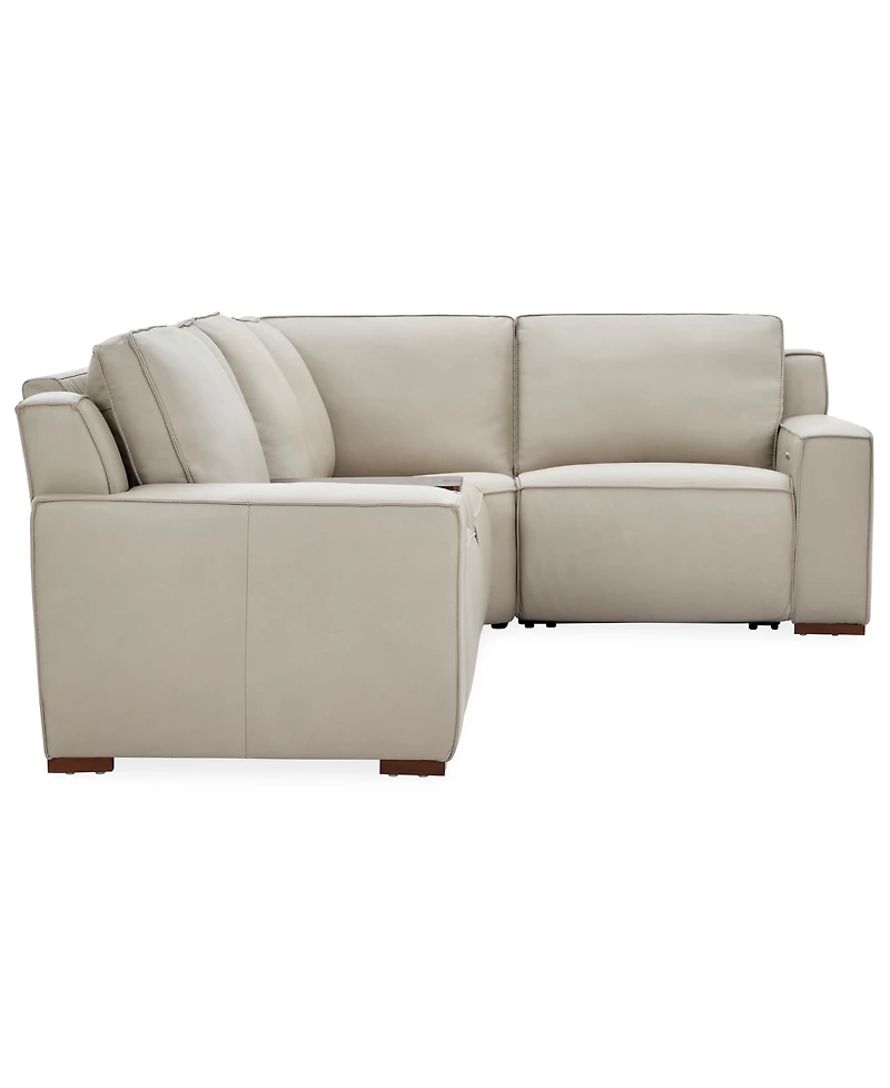 Aspen 3PM 5-Piece Leather Sectional Sofa Set (Laf Recliner, Raf Armless Console, Corner), Macy's Exclusive