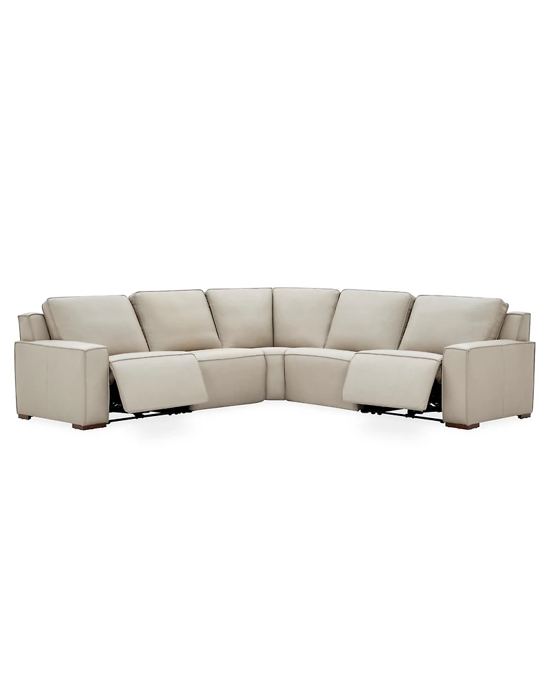 Aspen 2PM 5-Piece Leather L Sectional Sofa Set (Laf Recliner, Raf 2 Armless Chair, Corner), Macy's Exclusive