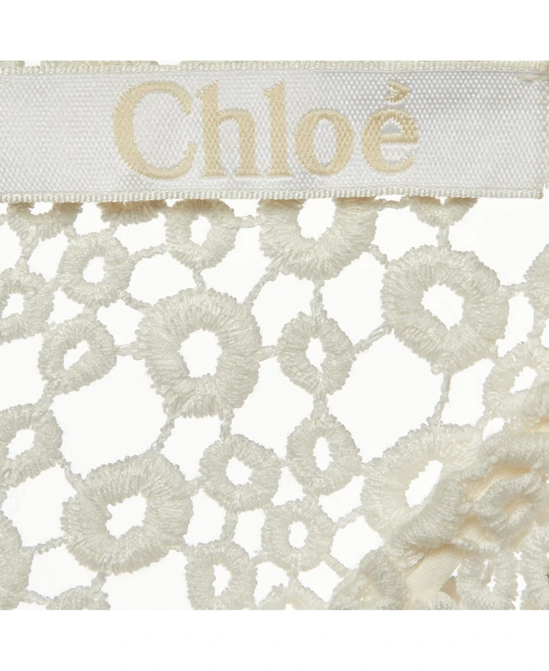 Pre-Owned Chloe Women's Eggshell White Guipure Lace Sheer Knee Length Dress