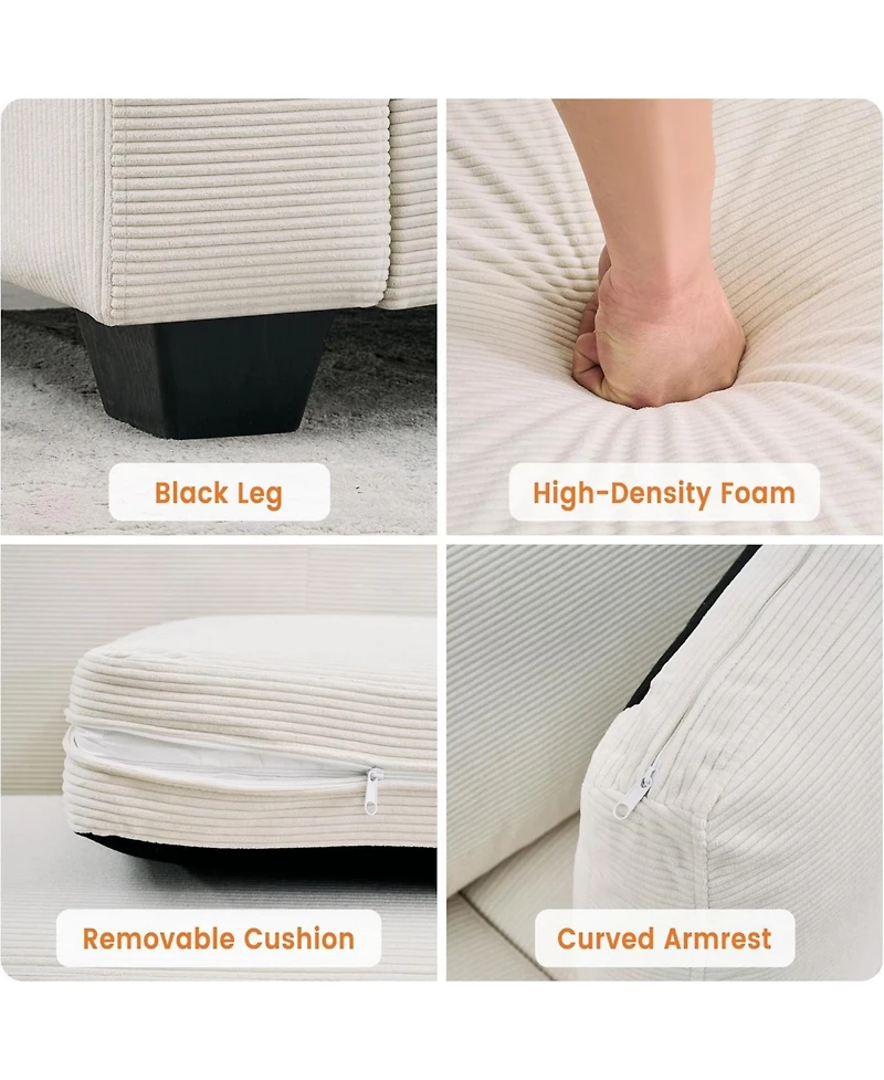 gaomon 83" Modern Sofa Couches for Living Room, Corduroy 3 Seater Deep Seat Couch, Upholstered Sofa for Bedroom Apartment
