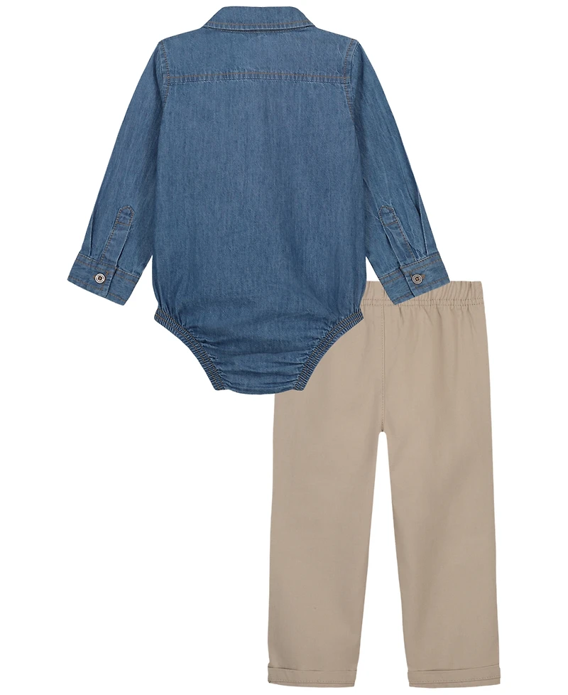 Calvin Klein Baby Boys' Long-Sleeve Bodysuit and Pants, 2-Piece Set