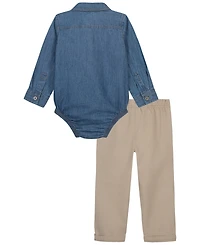 Calvin Klein Baby Boys' Long-Sleeve Bodysuit and Pants, 2-Piece Set
