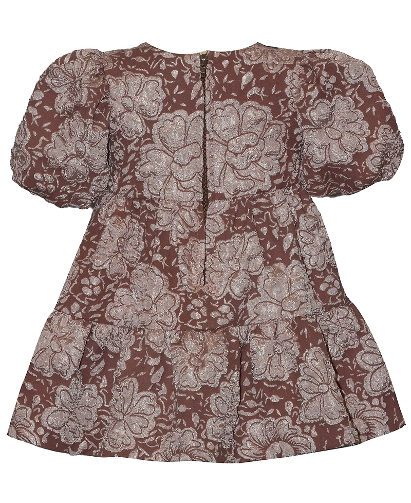 Bonnie Baby Girls' Short-Sleeve Jacquard with Bow Dress