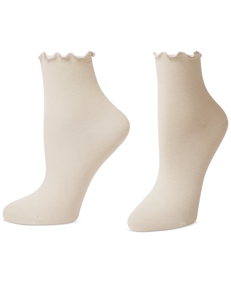 Hue Women's Ruffle Edge Ankle Sock, 3 Pack