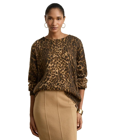 Lauren Ralph Women's Ocelot-Print Crewneck Sweater
