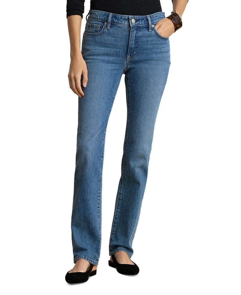 Lauren Ralph Petite Mid-Rise Straight Cut Jeans