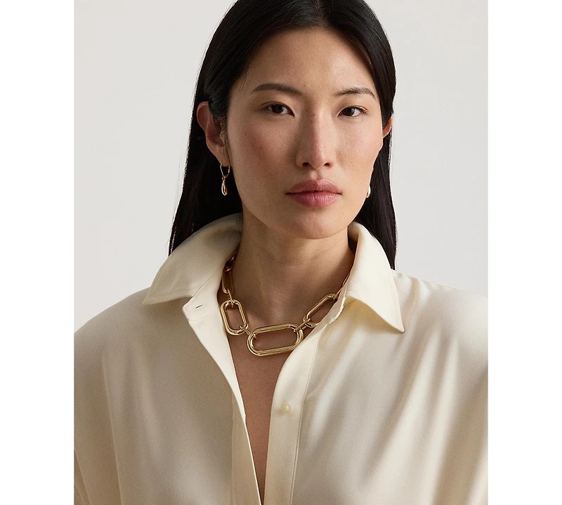 Lauren Ralph Women's Double Faced Georgette Midi Shirt Dress