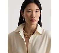 Lauren Ralph Women's Double Faced Georgette Midi Shirt Dress
