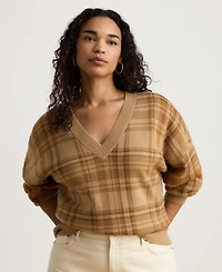 Lauren Ralph Women's Plaid V-Neck Sweater
