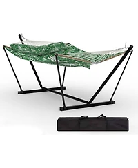 gaomon 2 Person Outdoor Hammock with Stand, Heavy Duty Portable Double Hammock with Balance Rope, Max 450 Lbs Capacity for Patio, Backyard, Garden