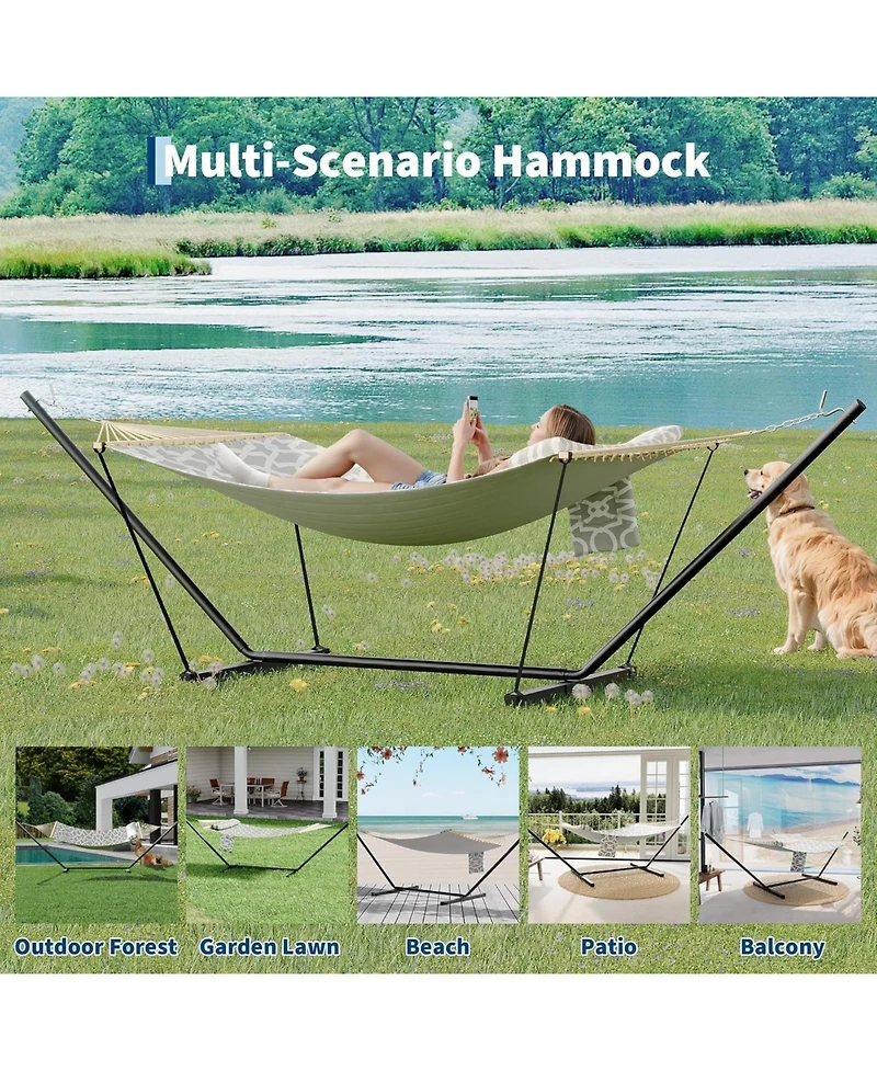 gaomon Outdoor Double Hammock with Heavy Duty Adjustable Steel Stand
